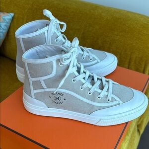 Hermès Paris Gray High-Top Sneakers